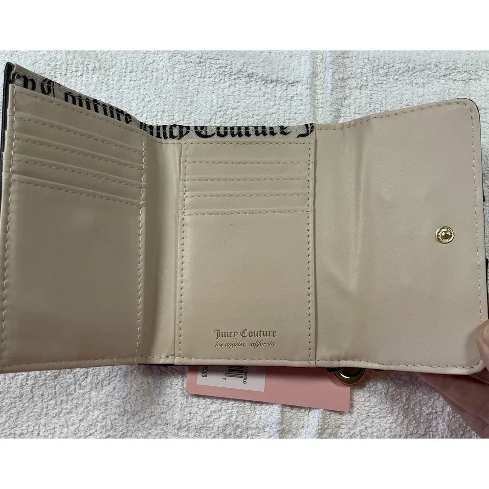 NWT Juicy Couture Heartless Double Sided Trifold Wallet - Liquorice Black - Picture 4 of 4